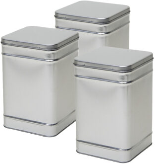 Vierkant opbergblik/bewaarblik - 3x - zilver - 14 x 21 cm - Voorraadblikken - Action products
