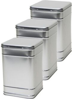 Vierkant opbergblik/bewaarblik - 3x - zilver - 16 x 25 cm - Voorraadblikken - Voorraadbussen