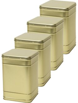 Vierkant opbergblik/bewaarblik - 4x - goud - 16 x 25 cm - Voorraadblikken - Voorraadbussen