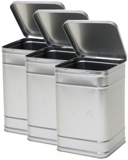 Vierkant opbergblik/bewaarblik - 5x - zilver - 16 x 25 cm - Voorraadblikken - Voorraadbussen