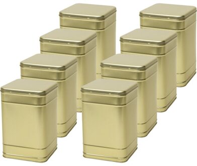 Vierkant opbergblik/bewaarblik - 8x - goud - 16 x 25 cm - Voorraadblikken - Voorraadbussen