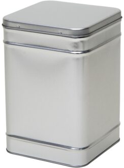 Vierkant opbergblik/bewaarblik - zilver - 14 x 21 cm - Voorraadblikken - Voorraadbussen