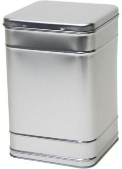 Vierkant opbergblik/bewaarblik - zilver - 16 x 25 cm - Voorraadblikken - Voorraadbussen