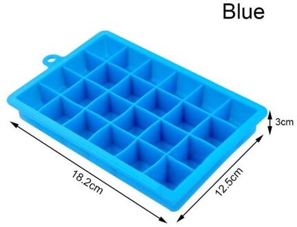 Vierkante 24 Grid Siliconen Tray Mould Lce Diy Mold Bar Tool Ice Box Keuken Thuis Silicagel Ijsblokjedienbladen met Deksel blauw met lid