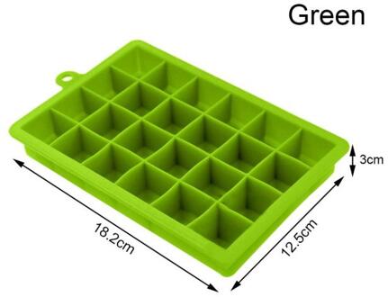 Vierkante 24 Grid Siliconen Tray Mould Lce Diy Mold Bar Tool Ice Box Keuken Thuis Silicagel Ijsblokjedienbladen met Deksel groen met lid