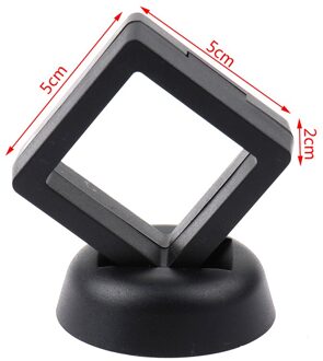 Vierkante 3D Drijvende Sieraden Coin Display Frame Houder Box Case Stand Woondecoratie 5X5X2cm / zwart