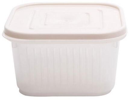 Vierkante Afvoer Verzegelde Doos Voedsel Container Koelkast Opslag Gember Knoflook Ui Keuken Organizer Koelkast Opbergdoos Beige