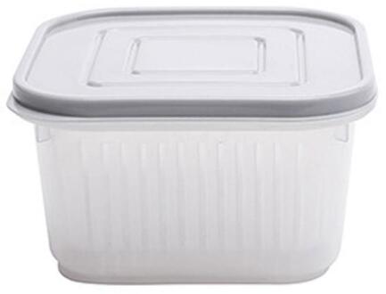 Vierkante Afvoer Verzegelde Doos Voedsel Container Koelkast Opslag Gember Knoflook Ui Keuken Organizer Koelkast Opbergdoos grijs