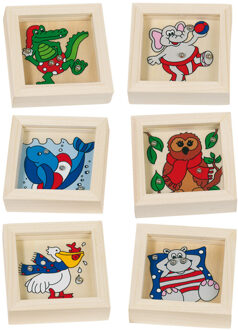 Vierkante behendigheidsspelletjes van hout - 12 stuks