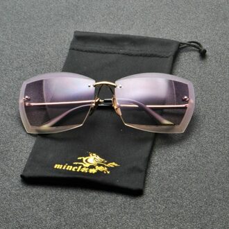 Vierkante Diamanten Frameloze Zonnebril Toevallige Zonnebril Vrouwen Man Randloze Clear Gekleurde Lens Bril FML paars