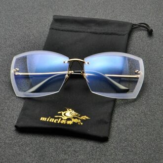 Vierkante Diamanten Frameloze Zonnebril Toevallige Zonnebril Vrouwen Man Randloze Clear Gekleurde Lens Bril FML plian