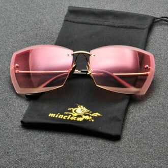 Vierkante Diamanten Frameloze Zonnebril Toevallige Zonnebril Vrouwen Man Randloze Clear Gekleurde Lens Bril FML roos