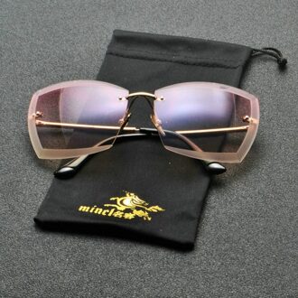 Vierkante Diamanten Frameloze Zonnebril Toevallige Zonnebril Vrouwen Man Randloze Clear Gekleurde Lens Bril FML roze geel