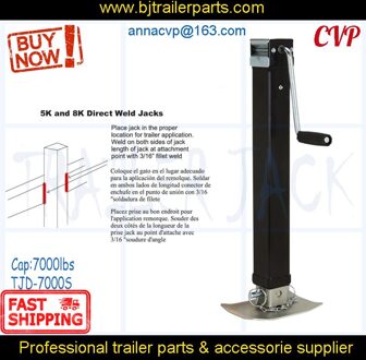 Vierkante Direct Lassen Jack Met Voetplaat Heavy Duty Utility Boot Trailer Been Jack Met Handvat, jack Stand 7000lbs Side Wind