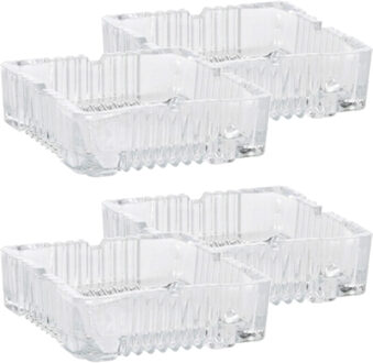 Vierkante glazen transparante asbak - Set van 8x stuks - 10 x 10 x 4 cm