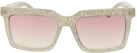 Vierkante Glitter Frame Zonnebril Oranje - One Size