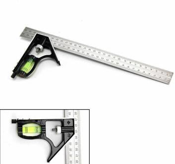 Vierkante Heerser Set Kit 300Mm (12 ") verstelbare Ingenieurs Combinatie Proberen Vierkante Haakse Heerser Set Met Waterpas En Scriber