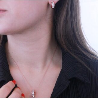 Vierkante hoepelsets - Oostenrijks kristal Wit en roségoud - One Size