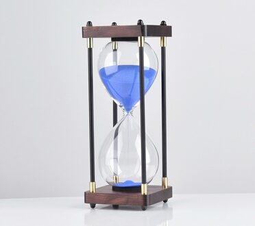 Vierkante Houten Bodem Glas Zandloper 30 Minuten Tijd Timer Interessante Thuis Ornamenten Zandloper Keuken Urenteller Blauw Zand Klok blauw Sand