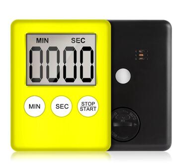 Vierkante Keuken Timer Koken Tellen Countdown Alarm Magneet Klok Super Dunne Lcd Digitale Scherm Stop Horloge Klok Timer geel