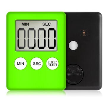 Vierkante Keuken Timer Koken Tellen Countdown Alarm Magneet Klok Super Dunne Lcd Digitale Scherm Stop Horloge Klok Timer groen