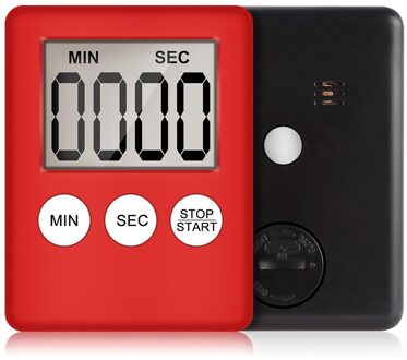Vierkante Keuken Timer Koken Tellen Countdown Alarm Magneet Klok Super Dunne Lcd Digitale Scherm Stop Horloge Klok Timer rood