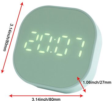 Vierkante Kleine Wekker Lichtgevende Mute Led Multifunctionele Digitale Klok Licht Temperatuur Slaapkamer Retro Desktop Tafel Decor B