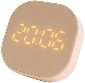 Vierkante Kleine Wekker Lichtgevende Mute Led Multifunctionele Digitale Klok Licht Temperatuur Slaapkamer Retro Desktop Tafel Decor