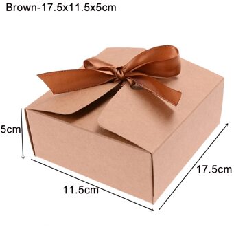 Vierkante Kraft Papier Doos Karton Pakket Valentijnsdag Snoep Opslag Dozen Met Linten bruin-17.5x11.5x5cm