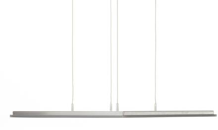 Vierkante LED-hanglamp Pano, metallic roestvrij staal