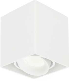 Vierkante LED Opbouwspot Esto - Kantelbaar - Dimbaar - 4000K neutraal wit - 4 Watt 345 Lumen - GU10 - Plafondspot - Voor binnen - Vervangbare afdekring - Wit