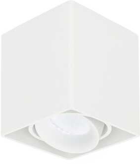 Vierkante LED Opbouwspot Esto - Kantelbaar - Dimbaar - 6500K daglicht wit - 4 Watt 345 Lumen - GU10 - Plafondspot - Voor binnen - Vervangbare afdekring - Wit