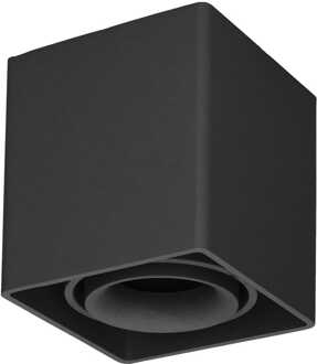 Vierkante LED Opbouwspot Esto - Kantelbaar - GU10 Fitting - Opbouwspot - Voor binnen - Vervangbare afdekring - Zwart