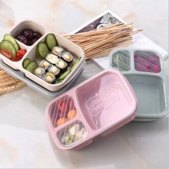 Vierkante Lunchbox Partitie Vers Houden Tarwe Stro Student Lunchbox Verzegelde Warmte Behoud Lunchbox Roze
