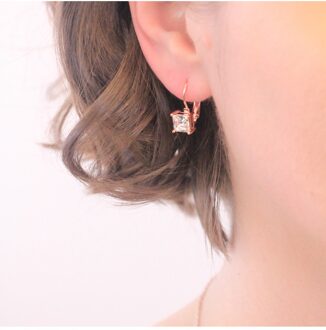 Vierkante oorbellen - Oostenrijks kristal Roségoud - One Size