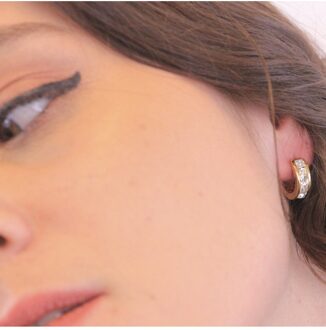 Vierkante oorringen - Oostenrijks kristal Wit & Goud