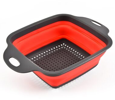 Vierkante Opvouwbare Afvoer Mand Plastic Fruitmand Filter Mand Multifunctionele Wassen Schotel Telescopische Mand