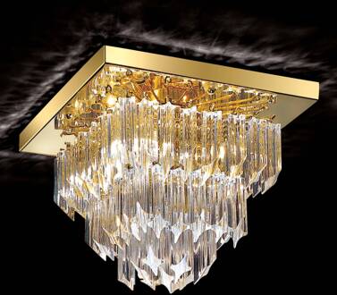 Vierkante plafondlamp Archimede verguld helder, verguld