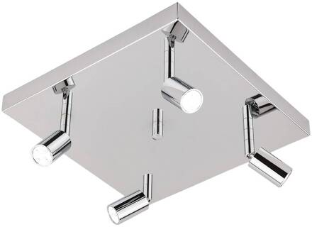 Vierkante plafondlamp Karen 4-lamps chroom