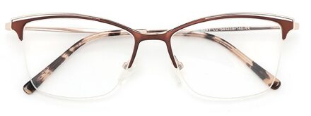 Vierkante Retro Vrouwen Bril Cat Eye Semi- Rimless Optische Recept Brillen Frame Voor Vrouwen Grade Computer Nep Bril Donkerbruin
