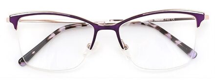 Vierkante Retro Vrouwen Bril Cat Eye Semi- Rimless Optische Recept Brillen Frame Voor Vrouwen Grade Computer Nep Bril Paars
