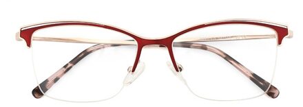 Vierkante Retro Vrouwen Bril Cat Eye Semi- Rimless Optische Recept Brillen Frame Voor Vrouwen Grade Computer Nep Bril Rood