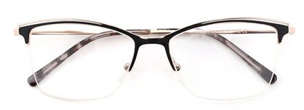 Vierkante Retro Vrouwen Bril Cat Eye Semi- Rimless Optische Recept Brillen Frame Voor Vrouwen Grade Computer Nep Bril zwart