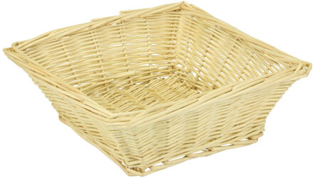 Vierkante rieten mand/schaal 26 x 26 x 8 cm - broodmand Beige