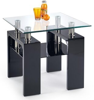 Vierkante salontafel Diana 60x55x60 cm breed in zwart Zwart,Transparant