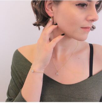 Vierkante sets - Oostenrijks kristal Wit & Goud - One Size