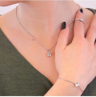 Vierkante sets - Oostenrijks kristal Wit Zilver - One Size