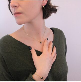 Vierkante sets - Oostenrijks kristal Zwart/goud - One Size