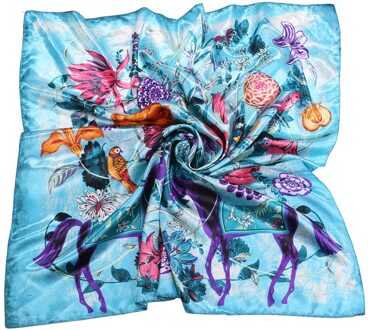 Vierkante Sjaal Hair Tie Band Vrouwen Elegante Kleine Vintage Skinny Sjaal Casual Hoofd Hals Zijden Sjaal Vierkante Sjaals Foulard blauw