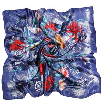 Vierkante Sjaal Hair Tie Band Vrouwen Elegante Kleine Vintage Skinny Sjaal Casual Hoofd Hals Zijden Sjaal Vierkante Sjaals Foulard donker blauw